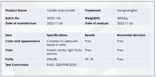Vanillin Isobutyrate/4-Formyl-2-Methoxyphenyl Isobutyrate CAS 20665-85-4 with Free Sample