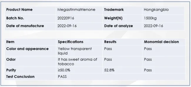 Food Additive Tabanone Best Price Megastinmatrienone CAS 13215-88-8