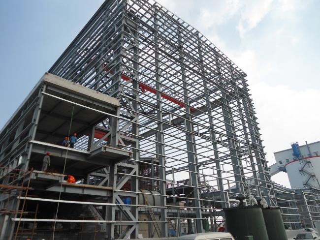 Completed steel building project showing industrial facility