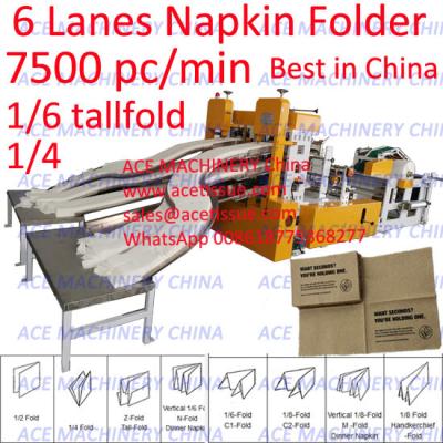 China Guardanapo de lenço de papel automático de 6 pistas que faz a folha/minuto do preço 7000 da máquina à venda