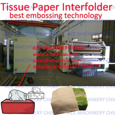 China Taiwan Design High Speed Automatic Interfold Facial Tissue Paper Machinery With Steel To Steel Embossing for sale