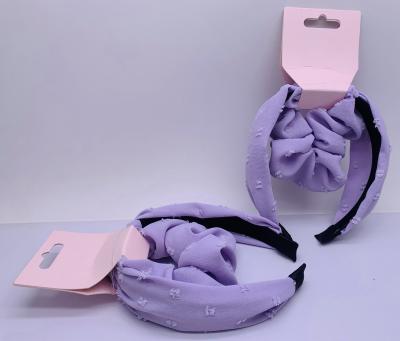 China Bandas para el pelo de flor púrpura con chifón, Scrunchies ligeros de algodón para el cabello en venta