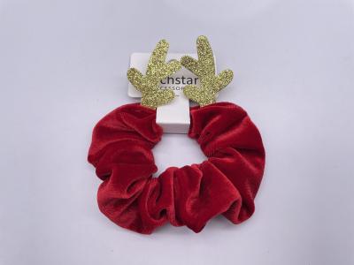 China Red Christmas Reindeer Hair Scrunchie Elastic Multipurpose Durable for sale