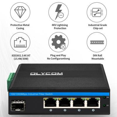 China Sfp Network Gigabit POE Switches Power Over Ethernet 4+1 Ports for sale