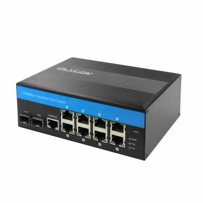 China Industrial Gigabit Ethernet L2 Managed Switch 8 X Gigabit Ports 2 X SFP Slots DIN-Rail Mount IP40 with Vlan Qos LACP STP for sale