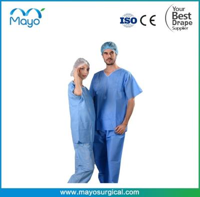 China 30gsm azuis 40gsm cirúrgicos esfregam ternos iluminam-se - o azul esfrega o terno à venda