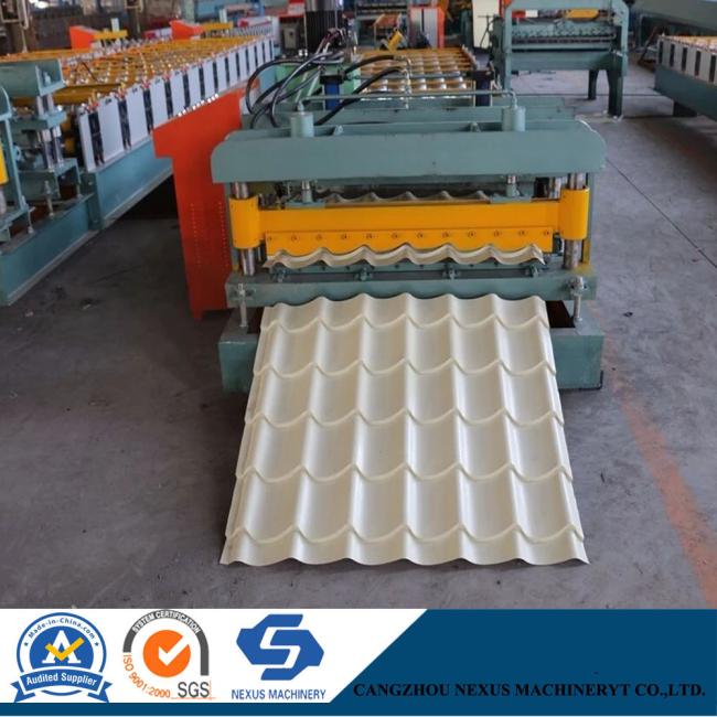 1100 Tile Water Ripper Glazed Step Tile Steel Making Roll Forming Machine