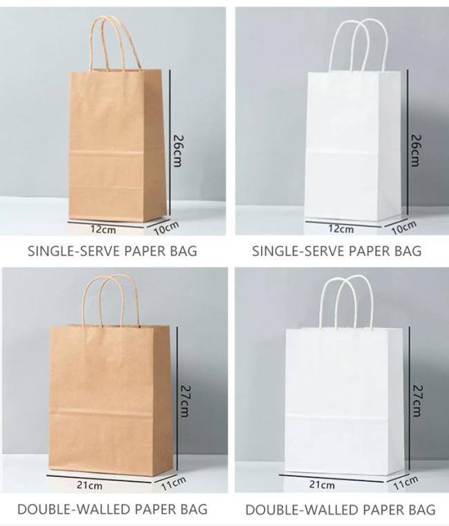 Paper bag in use for food packaging and takeaway applications