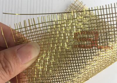 China Ultra Thin Architectural Glass Laminated Wire Mesh Brass Woven 0.5mm for sale