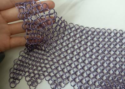 China Purple Welded Stainless Steel Ring Mesh Curtain Anticorrosion 2.2kg/M2 for sale