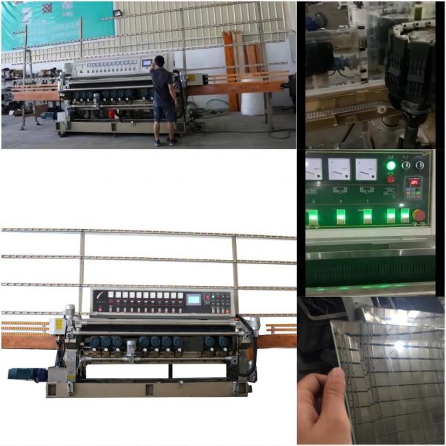 Glass Linear Bevel Edge Grinding Machine (10 grinding heads) / This Machine Is Simple and Easy to Operate / Stable Performance / High Processing Efficiency