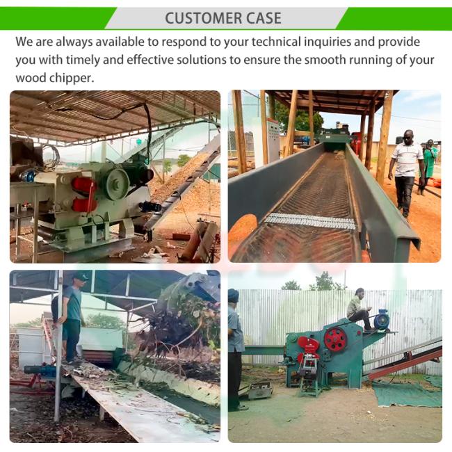 Close-up view of wood chipper machine components