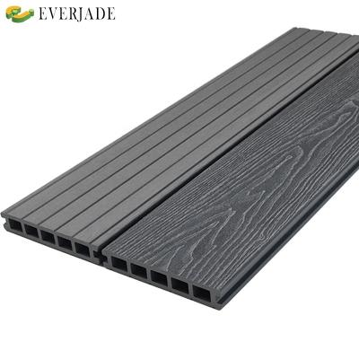 China EUROPEAN Style Outdoor Wood Plastic Composite Flooring Double-side 3D Embossing Grooved Deck Board for sale
