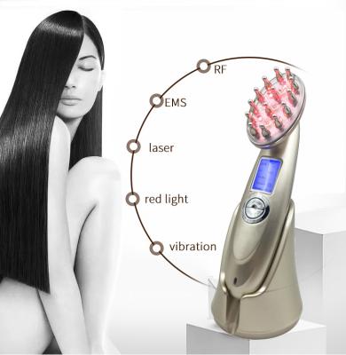 China Escova clara vermelha do crescimento do cabelo da terapia do pente da massagem da vibração de Microcurrent do fotão do laser à venda