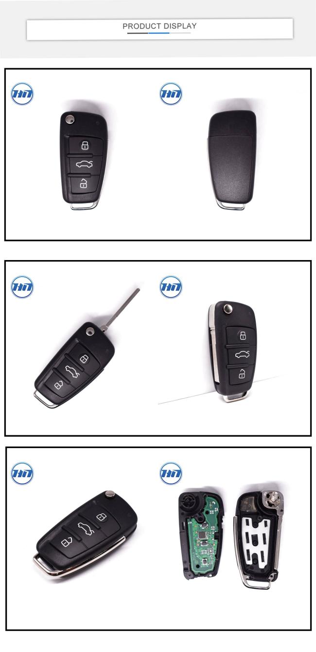 Hot sale 3buttons 434MHz ID48 Transponder Flip Smart Remote Car Key Fob for Audi A3 MQB