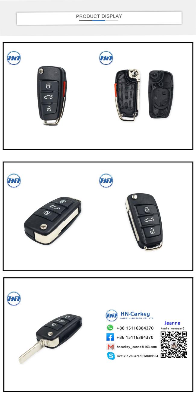 3+1 Buttons Filp Car Remote Key Case For Audi A6L Q7 A2 A3 A4 A6 A6L A8 TT 2008 2009 2010 2011 Folding Key Aurto Parts Shell