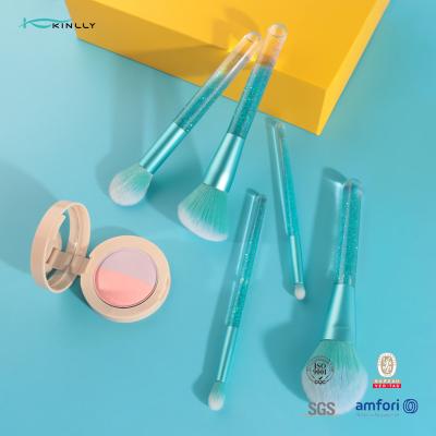 China A composição colorida do punho de Bling do brilho da marca própria escova 5PCS Crystal Diamond Face Makeup Brush Set brilhante de alta qualidade à venda