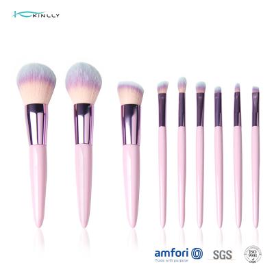 China Sistema de cepillo rosado del maquillaje del OEM de BSCI 9pcs para el lápiz corrector en venta