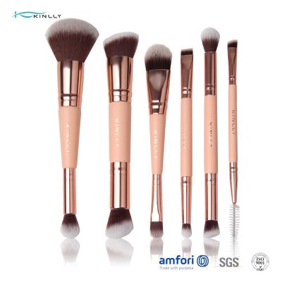 China Double Sided 6 Pieces Travel Size Makeup Brush Set With Synethetic Hair for sale
