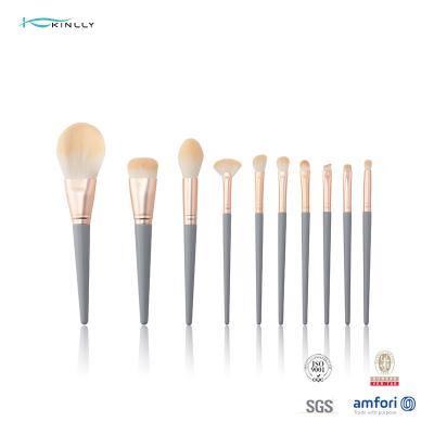 China Synthetic Hair 9PCS Wood Handle Makeup Brushes Aluminium Ferrule for sale