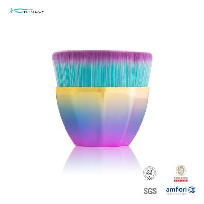 China Plastic handle Synthetic Hair Flat Kabuki Brush Decagon Face Powder Brush for sale