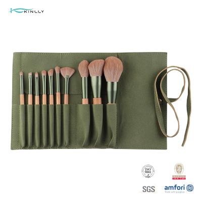 China 10pcs Vegan Makeup Brush Set With Cosmetic Bag 100% Synthetic Hair for sale