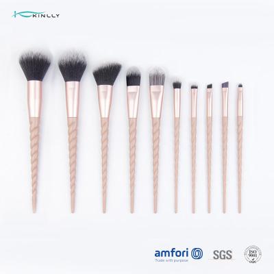China 11 Pieces Plastic Makeup Brushes Set With Three Colors Hair Tips for sale