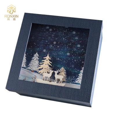 China Pantone Color Decorative Christmas Boxes With Window Square for sale
