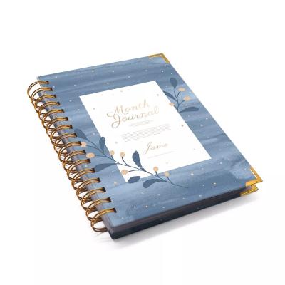China Blue Colorful Hardcover Lined Notebook , Spiral Bound Scrapbook With Hot Stamping Logo for sale