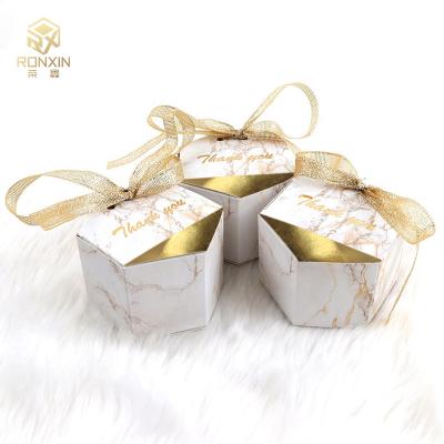 China White Hexagonal Foldable Gift Boxes With Ribbon For Sweet Candy for sale