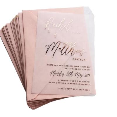 Китай Причудливые элегантные розовые приглашения свадьбы веленевой бумаги сусального золота декоративные продается
