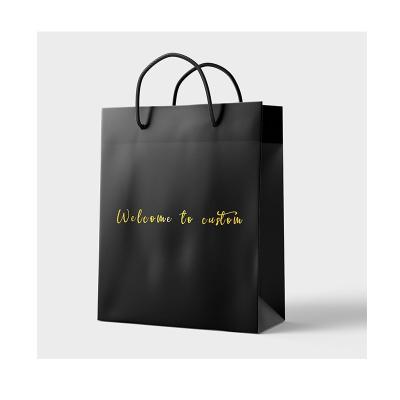 China Black Printed Paper Shopping Bag With Twisted Handle Recyclable for sale