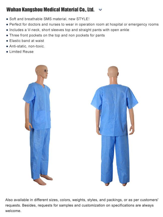 Disposable SMS Nursing Scrubs Uniforms Nurse Unisex Hospital Scrub Suit