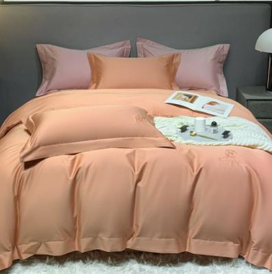 中国 100%の有機性タケ寝具は羽毛布団カバー寝具の寝具を置く明白な染料のオレンジを置く 販売のため
