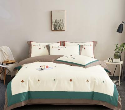 China Embroidered Bright Green Bamboo Bed Sheet Set Home for sale