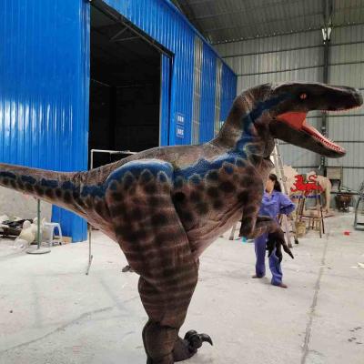 China Handmade Realistic Dinosaur Costume Hidden Legs Lifelike Raptor Costume for sale