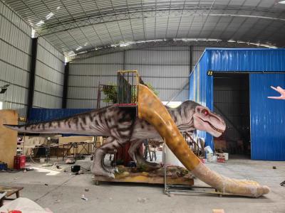 China Fiberglass Dinosaur Slides T Rex Slider With Stair Playground Equipment for sale