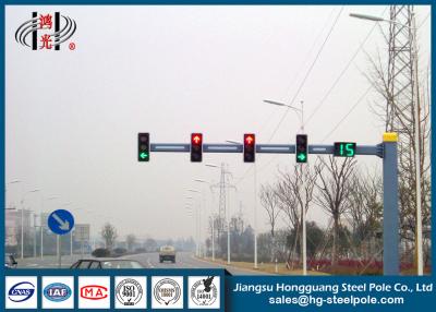 China Roadway Intersection H6m Tapered Traffic Sign Poles With Single Outreach Arm for sale