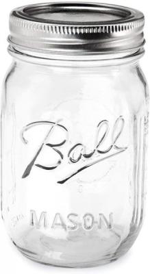 China Ball Regular Mouth Mason Glass Jar With Lids And Bands 16 Ounces for sale