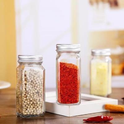 China Spice Square Glass Jar 4oz Square Spice Containers For Kitchen for sale