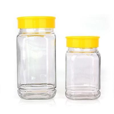 China 380ml-730ml Square Glass Jar For Food, Honey, Jam, Candy, Herbs, Nuts And Seeds for sale