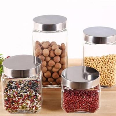 China 5ml To 5000ml Square Empty Glass Jar Environmental Friendly With Humanized Design for sale