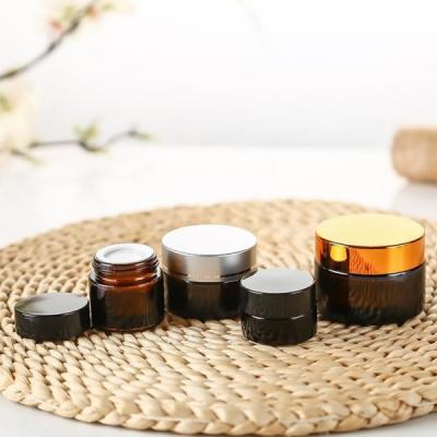 China Safe Amber Glass Jar Professional Cosmetic Packaging Empty Jar for sale
