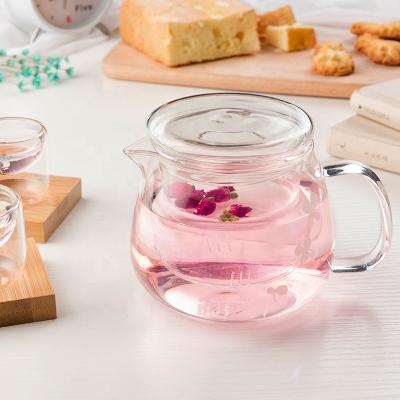 China Multiscene Transparent Glass Tea Pot And Cups Set Thickened Heat Resistant for sale