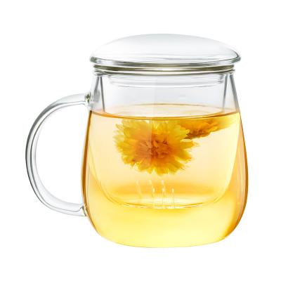 China Heatproof Borosilicate Glass Tea Cup With Infuser Multifunctional for sale