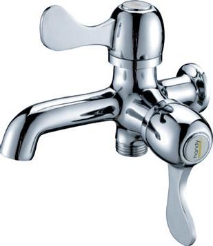 China 0.05 - 0.9MPA Single Cold Water Taps with 2 Handles , Chrome Plated Shower Faucet for sale