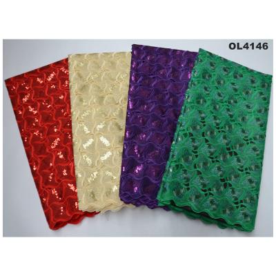 China Organza fabric embroidered sequins lace for wedding /party for sale