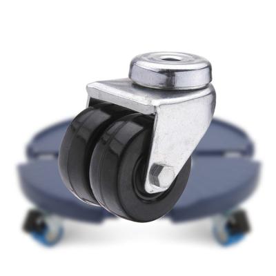 China 2 Inch Hard Rubber Swivel Wheels Twin Wheel Hollow Kingpin Bolt Hole Casters For Movable Planter Bases for sale