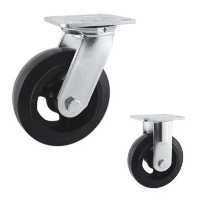 China Rubber 150mm 510lbs Loading Heavy Duty Casters With Side Brake for sale