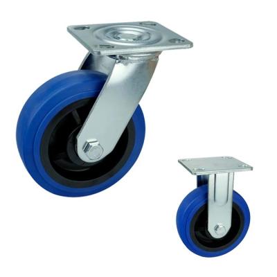 China Blue TPR 6inch Heavy Duty Casters With Flat Tread For Office Buildings for sale